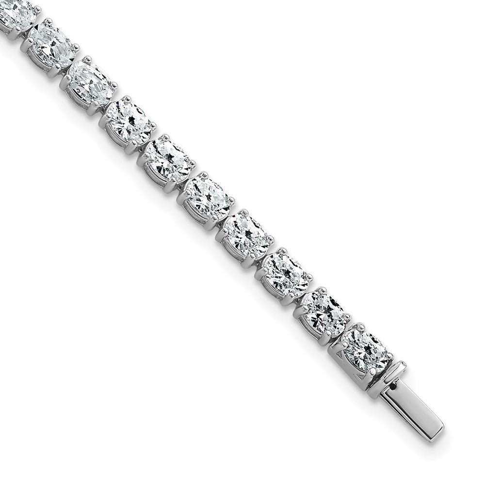 14K White Gold 9 7/8 Carat Lab Grown Diamond Vs/Si+ G+ Complete Oval Tennis Bracelet