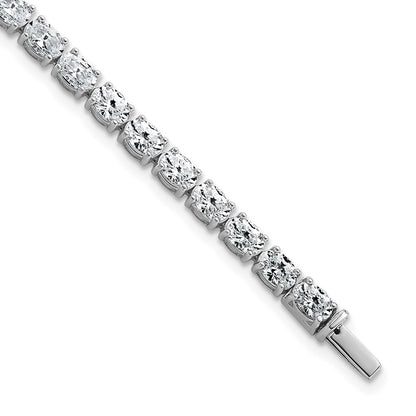 14K White Gold 9 7/8 Carat Lab Grown Diamond Vs/Si+ G+ Complete Oval Tennis Bracelet