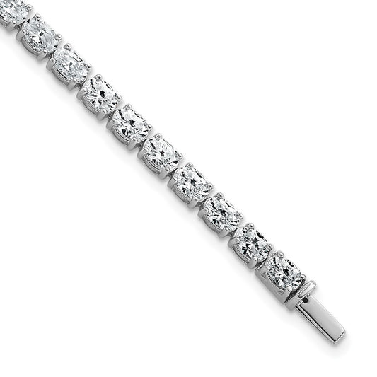 14K White Gold 9 7/8 Carat Lab Grown Diamond Vs/Si+ G+ Complete Oval Tennis Bracelet