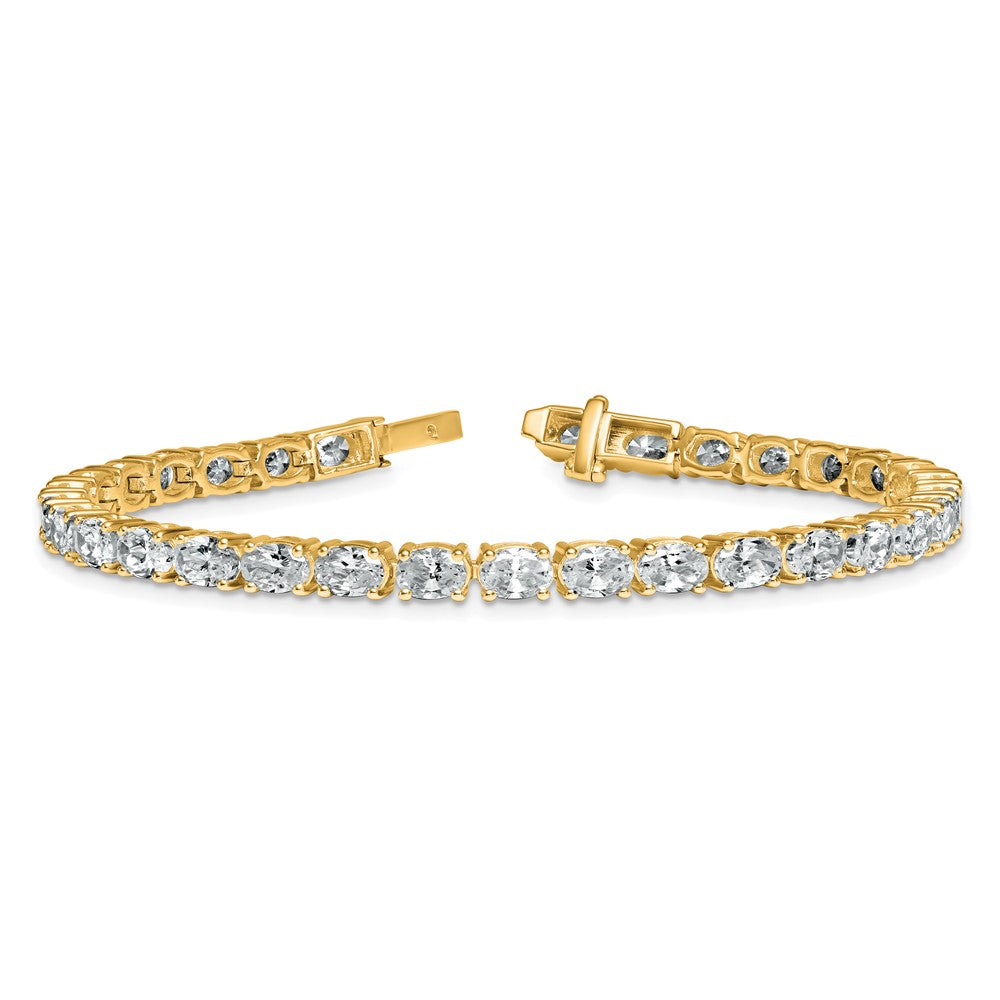 14K Yellow Gold 9 7/8 Carat Lab Grown Diamond Vs/Si+ G+ Complete Oval Tennis Bracelet