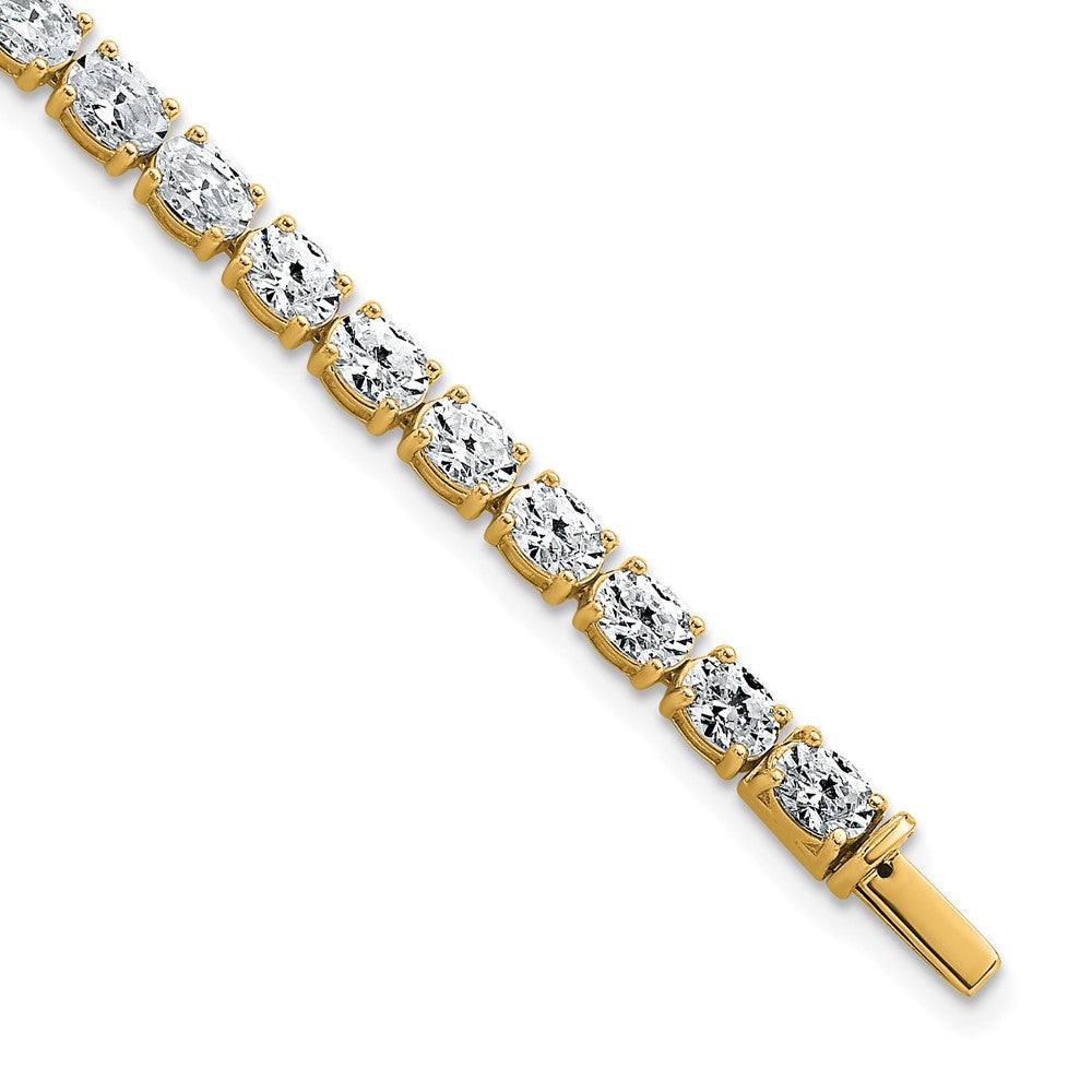 14K Yellow Gold 9 7/8 Carat Lab Grown Diamond Vs+ F+ Complete Oval Tennis Bracelet