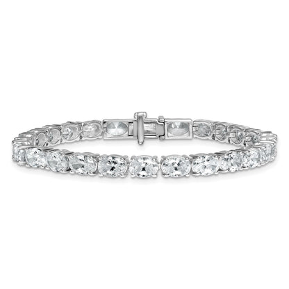 14K White Gold Vs+ F+ Lab Grown Oval Diamond Tennis Bracelet