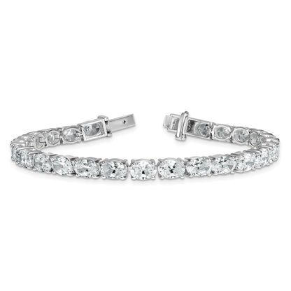 14K White Gold Vs+ F+ Lab Grown Oval Diamond Tennis Bracelet