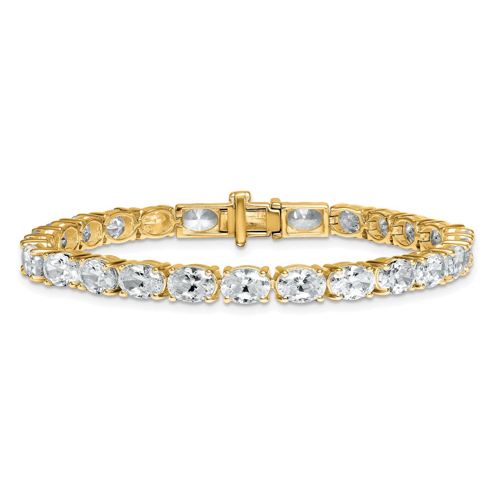 14K Yellow Gold Vs+ F+ Lab Grown Oval Diamond Tennis Bracelet