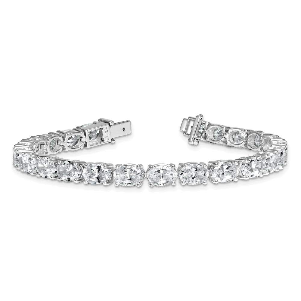14K White Gold Vs/Si+ G+ Lab Grown Oval Diamond Tennis Bracelet