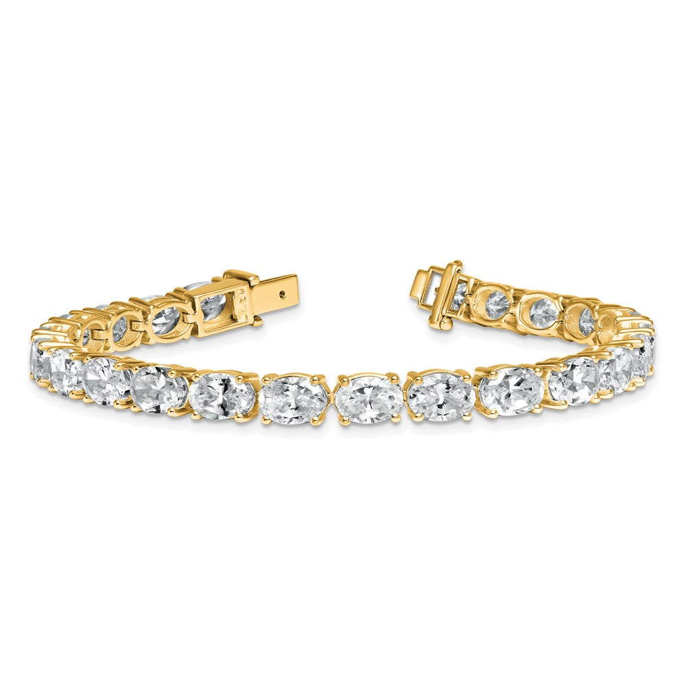 14K Yellow Gold Certified Vs/Si Fgh Lab Grown Oval Diamond Tennis Bracelet