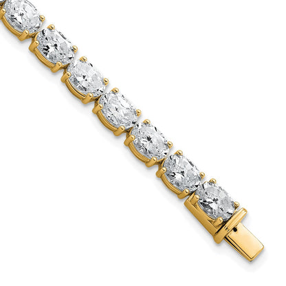 14K Yellow Gold Certified Vs/Si Fgh Lab Grown Oval Diamond Tennis Bracelet