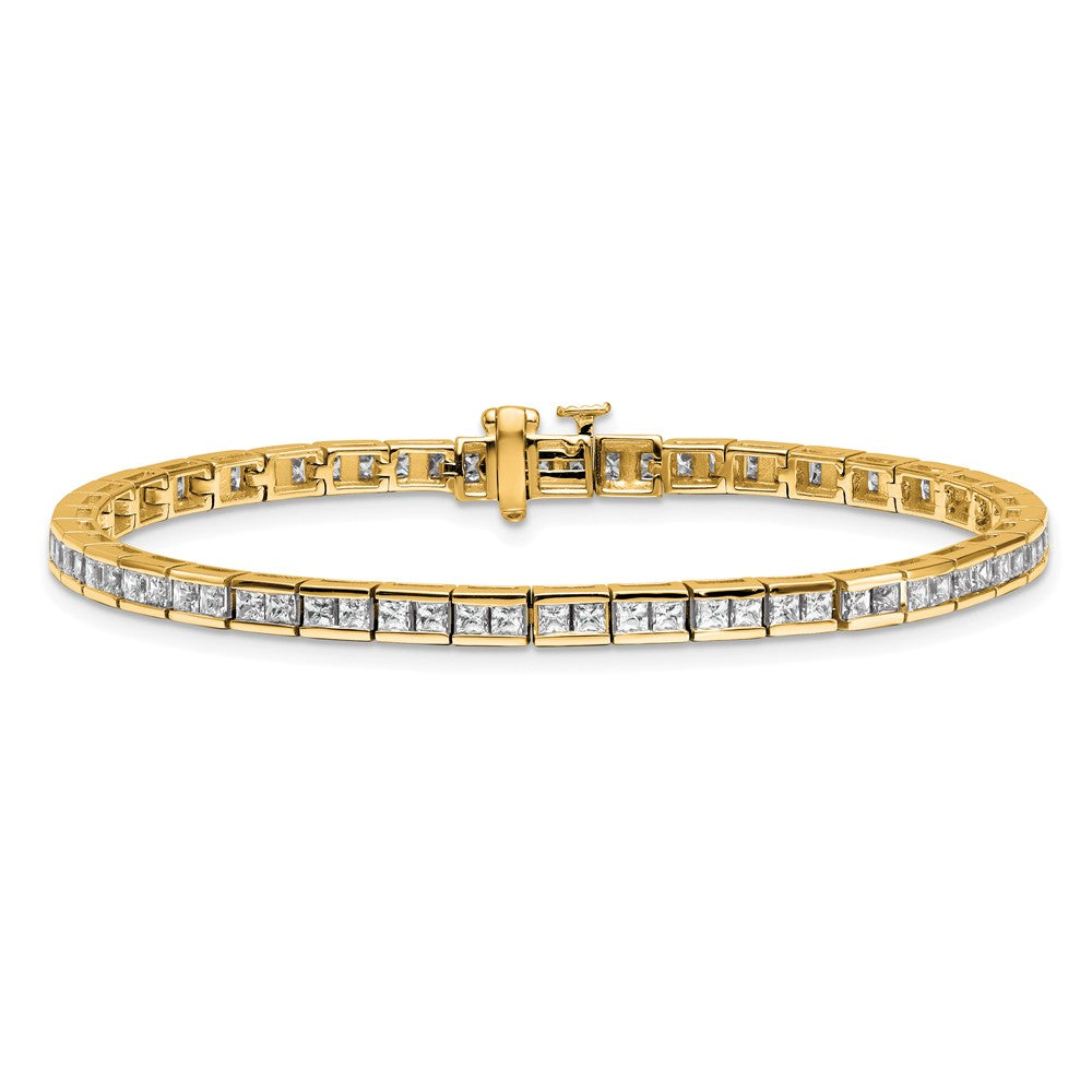 14K Yellow Gold Lab Grown Diamond Vs+ F+ Princess Tennis Bracelet