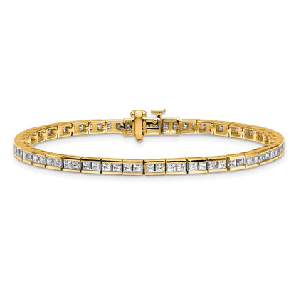 14K Yellow Gold Lab Grown Diamond Vs+ F+ Princess Tennis Bracelet