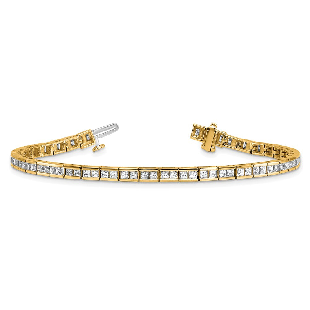 14K Yellow Gold Lab Grown Diamond Vs+ F+ Princess Tennis Bracelet