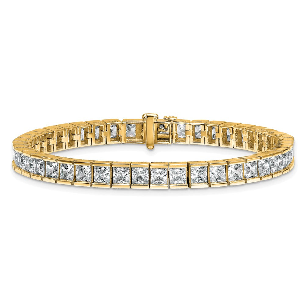 14K Yellow Gold Lab Grown Diamond Vs+ F+ Princess Tennis Bracelet