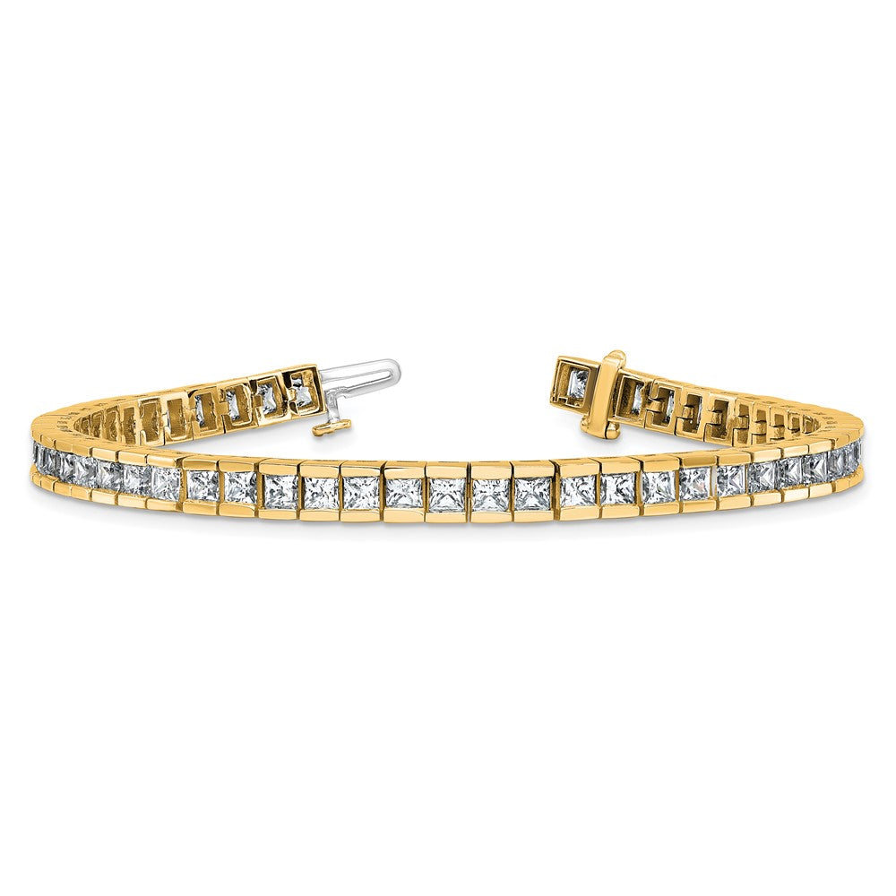 14K Yellow Gold Lab Grown Diamond Vs+ F+ Princess Tennis Bracelet