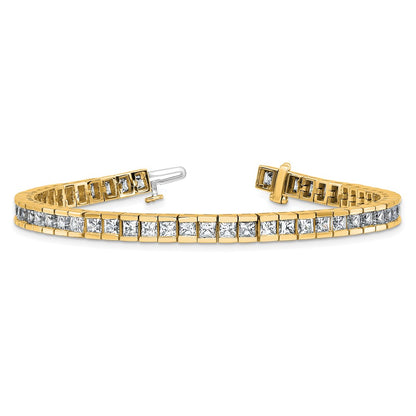 14K Yellow Gold Certified Lab Grown Diamond Vs/Si Fgh Princess Tennis Bracelet