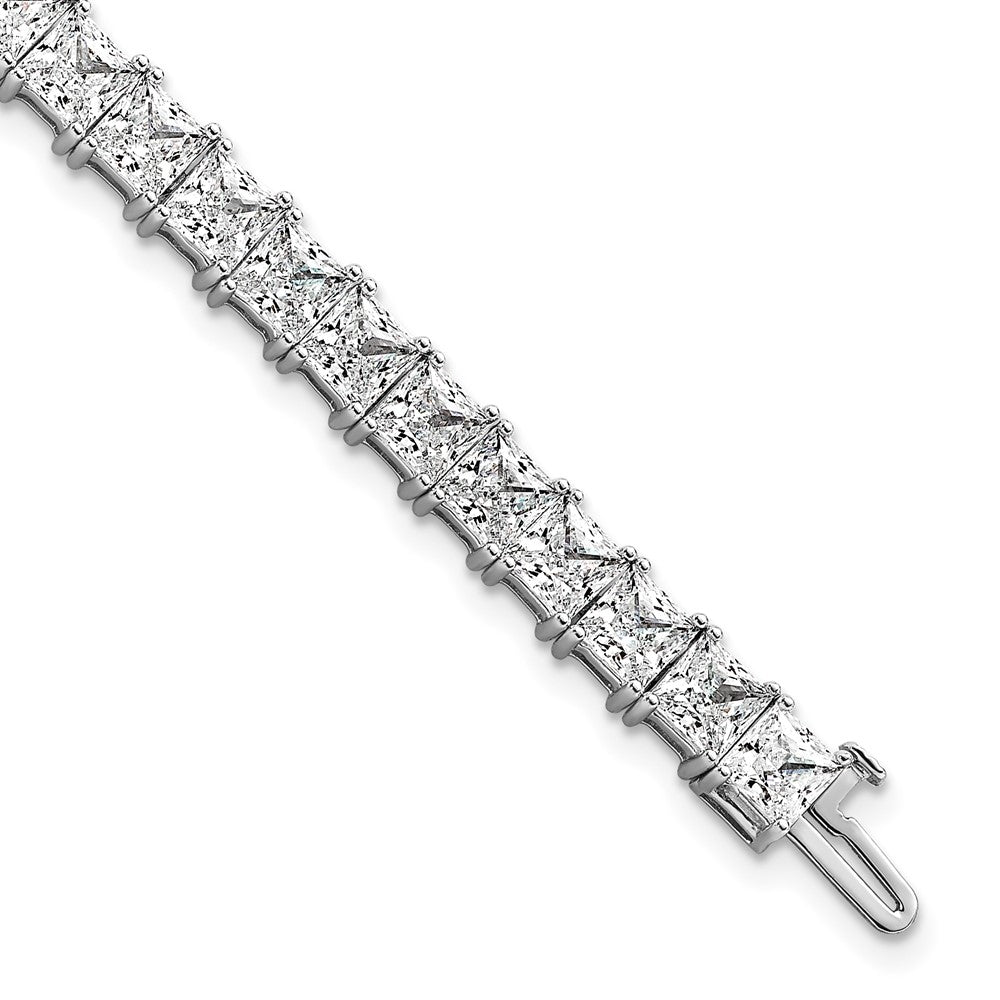 14K White Gold Vs+ F+ Lab Grown Princess Diamond Tennis Bracelet