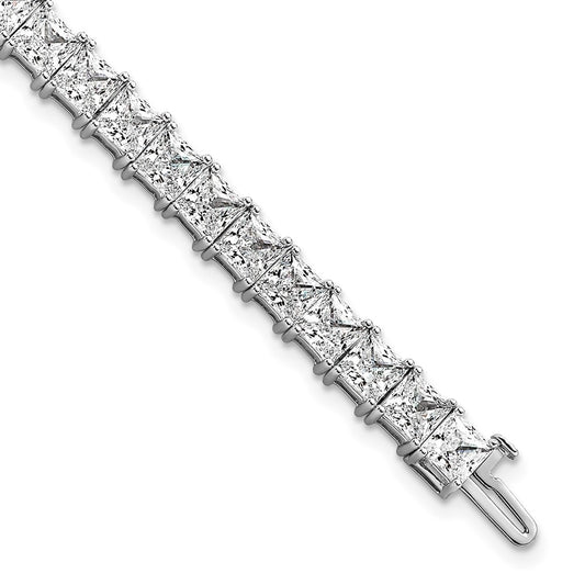 14K White Gold Vs+ F+ Lab Grown Princess Diamond Tennis Bracelet