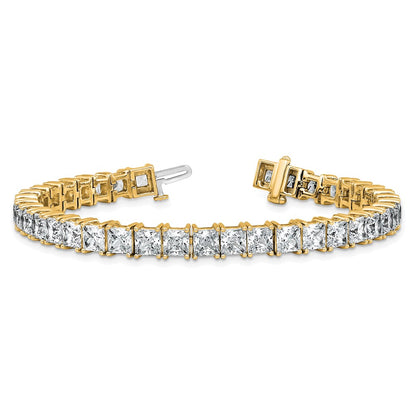 14K Yellow Gold Vs+ F+ Lab Grown Princess Diamond Tennis Bracelet