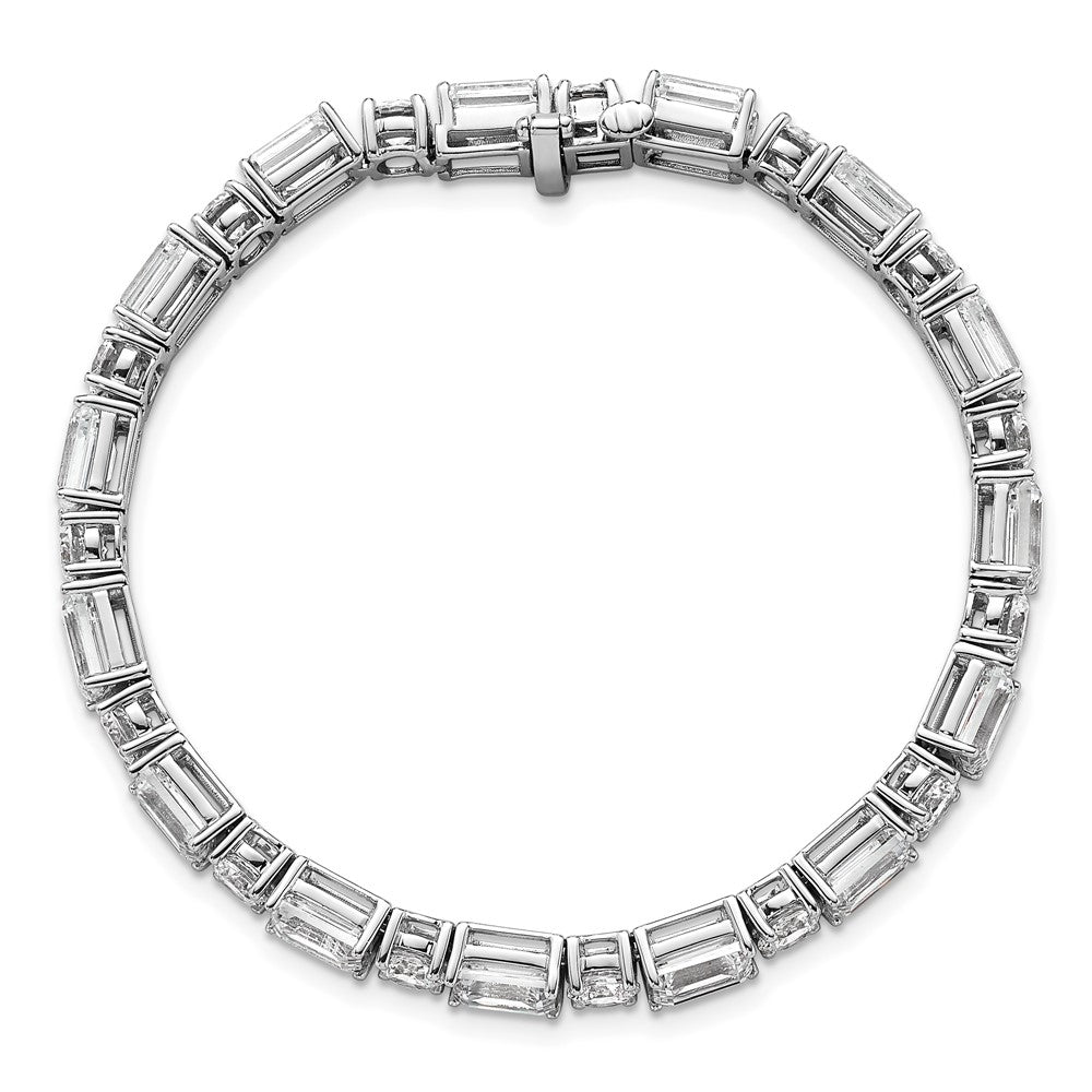 14K White Gold Vs+ F+ Lab Grown Emerald And Round Diamond Tennis Brac