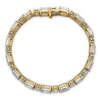 14K Yellow Gold Vs/Si+ G+ Lab Grown Emerald And Round Diamond Tennis Brac