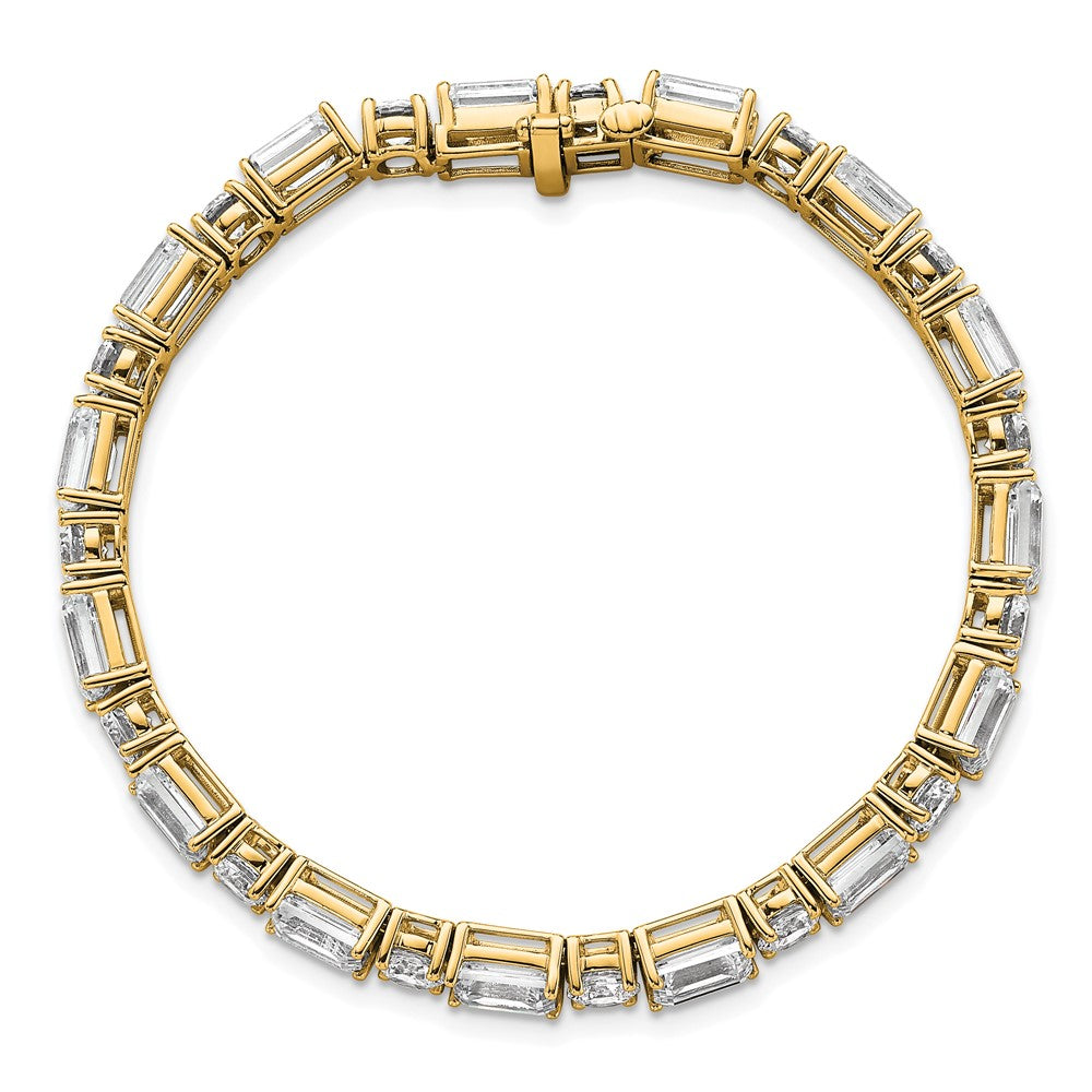 14K Yellow Gold Certified Vs Def Lab Grown Emerald And Round Diamond Tennis