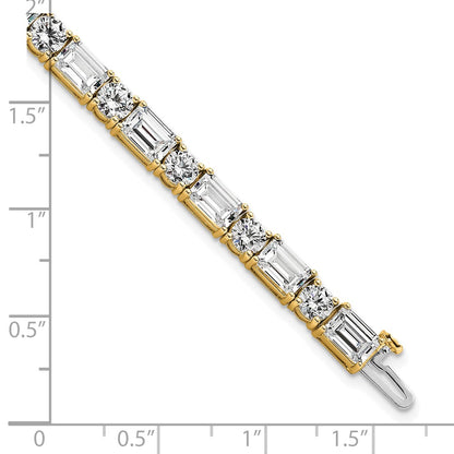 14K Yellow Gold Vs/Si+ G+ Lab Grown Emerald And Round Diamond Tennis Brac