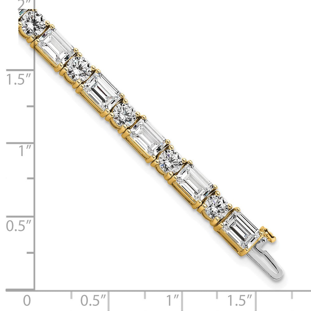14K Yellow Gold Certified Vs Def Lab Grown Emerald And Round Diamond Tennis