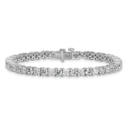 14K White Gold 10 Carat Lab Grown Diamond Vs/Si+ G+ Complete Princess And Round Tennis Bracelet