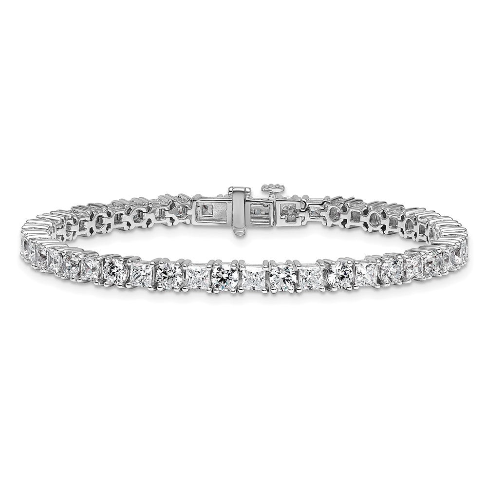 14K White Gold Wg Vs Def Cert. Lab Grown Princess And Round Diamond Tennis Bracelet
