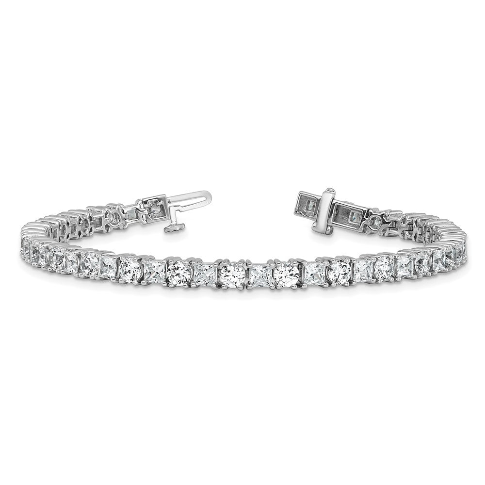 14K White Gold Wg Vs/Si Fgh Cert. Lab Grown Princess And Round Diamond Tennis Bracelet