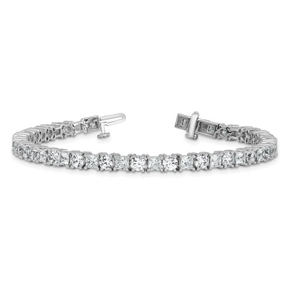 14K White Gold 10 Carat Lab Grown Diamond Vs+ F+ Complete Princess And Round Tennis Bracelet