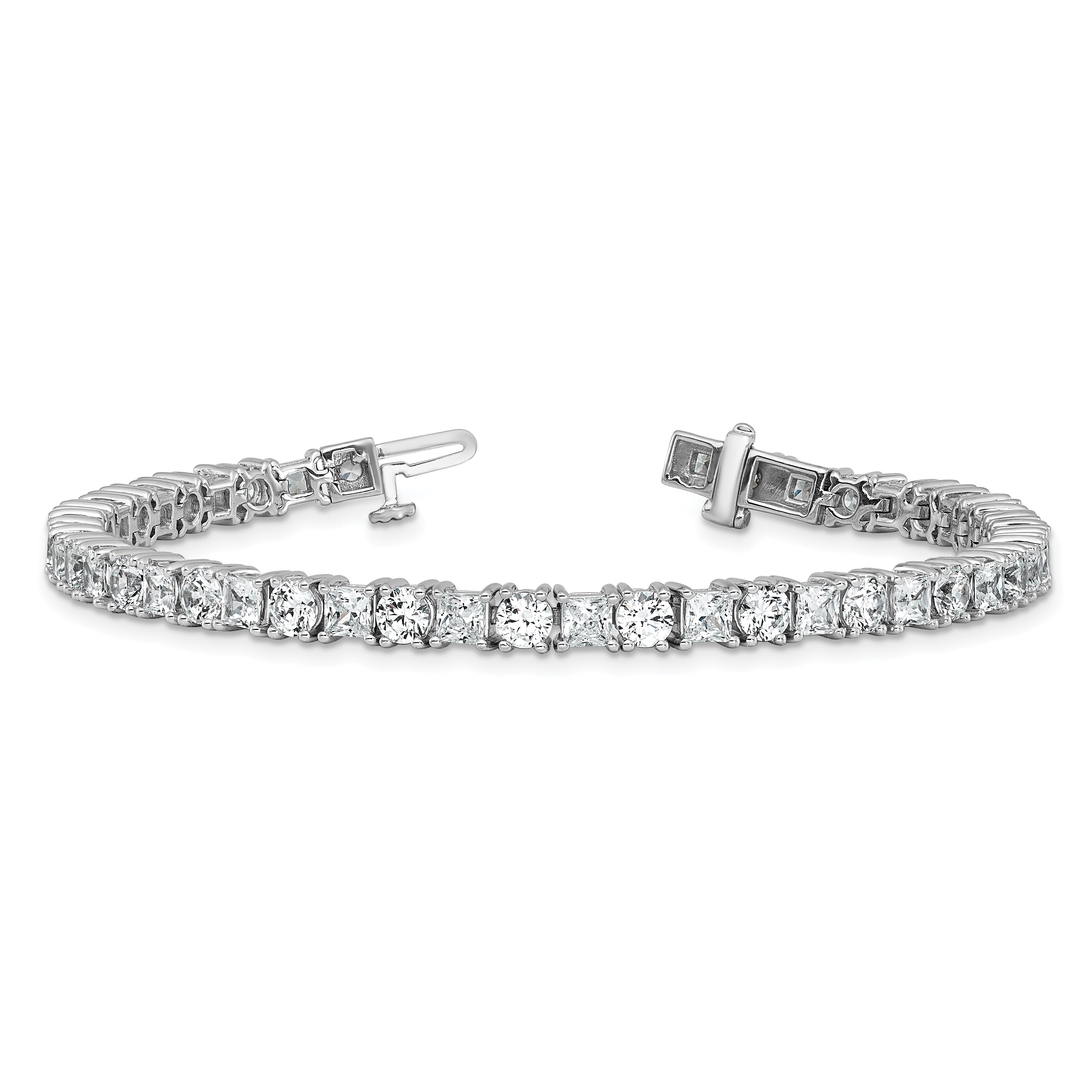 14K White Gold 10 Carat Lab Grown Diamond Vs/Si+ G+ Complete Princess And Round Tennis Bracelet