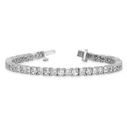 14K White Gold Wg Vs Def Cert. Lab Grown Princess And Round Diamond Tennis Bracelet