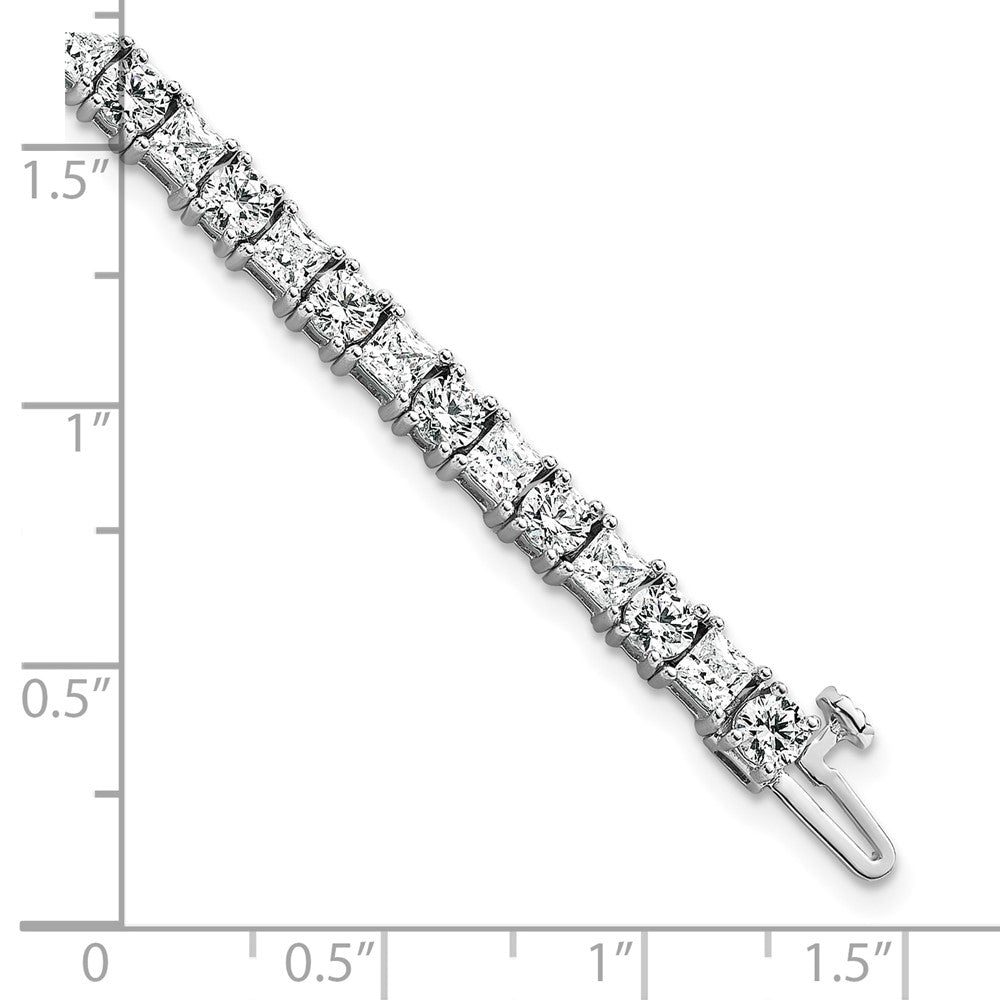 14K White Gold 10 Carat Lab Grown Diamond Vs/Si+ G+ Complete Princess And Round Tennis Bracelet