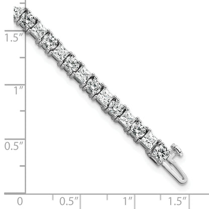 14K White Gold 10 Carat Lab Grown Diamond Vs+ F+ Complete Princess And Round Tennis Bracelet