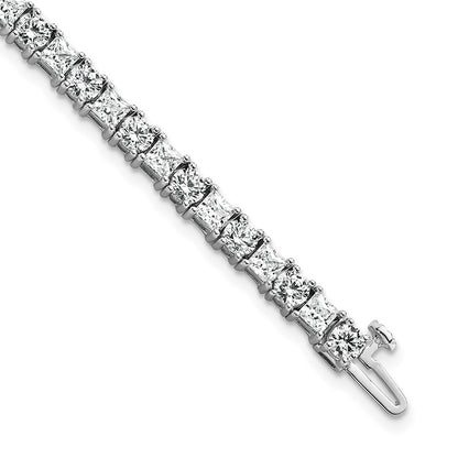 14K White Gold 10 Carat Lab Grown Diamond Vs/Si+ G+ Complete Princess And Round Tennis Bracelet