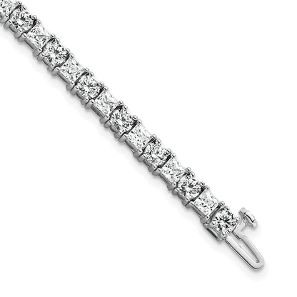 14K White Gold 10 Carat Lab Grown Diamond Vs+ F+ Complete Princess And Round Tennis Bracelet