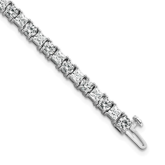 14K White Gold 10 Carat Lab Grown Diamond Vs+ F+ Complete Princess And Round Tennis Bracelet