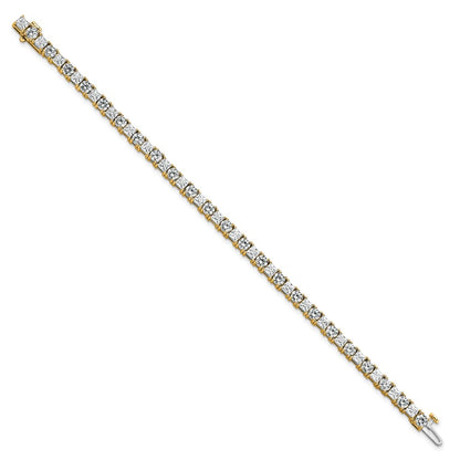 14K Yellow Gold 10 Carat Lab Grown Diamond Vs+ F+ Complete Princess And Round Tennis Bracelet