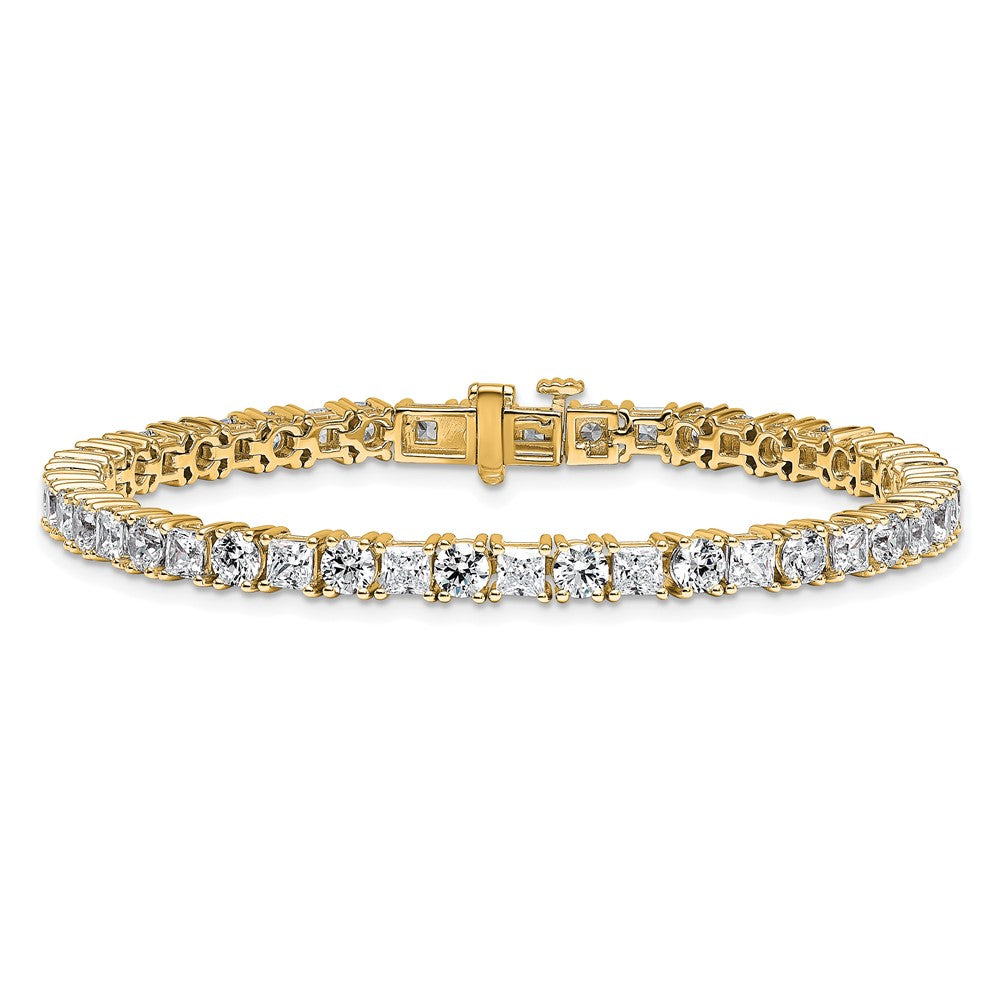 14K Yellow Gold Vs Def Cert. Lab Grown Princess And Round Diamond Tennis Bracelet