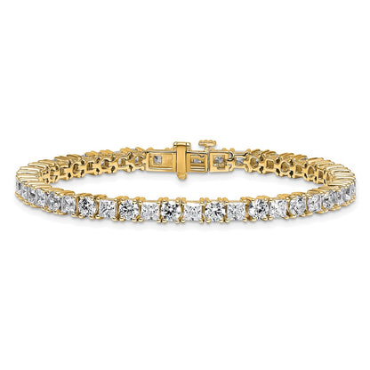 14K Yellow Gold Vs Def Cert. Lab Grown Princess And Round Diamond Tennis Bracelet