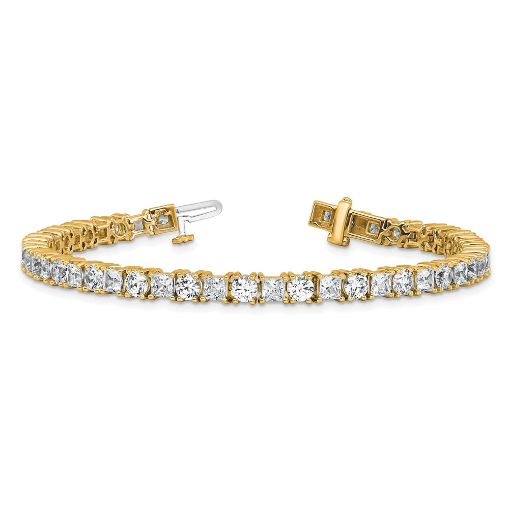 14K Yellow Gold Vs/Si Fgh Cert. Lab Grown Princess And Round Diamond Tennis Bracelet