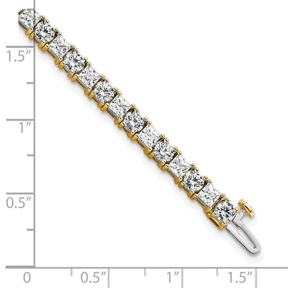 14K Yellow Gold 10 Carat Lab Grown Diamond Vs/Si+ G+ Complete Princess And Round Tennis Bracelet