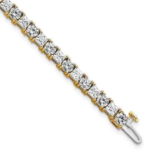 14K Yellow Gold Vs/Si Fgh Cert. Lab Grown Princess And Round Diamond Tennis Bracelet