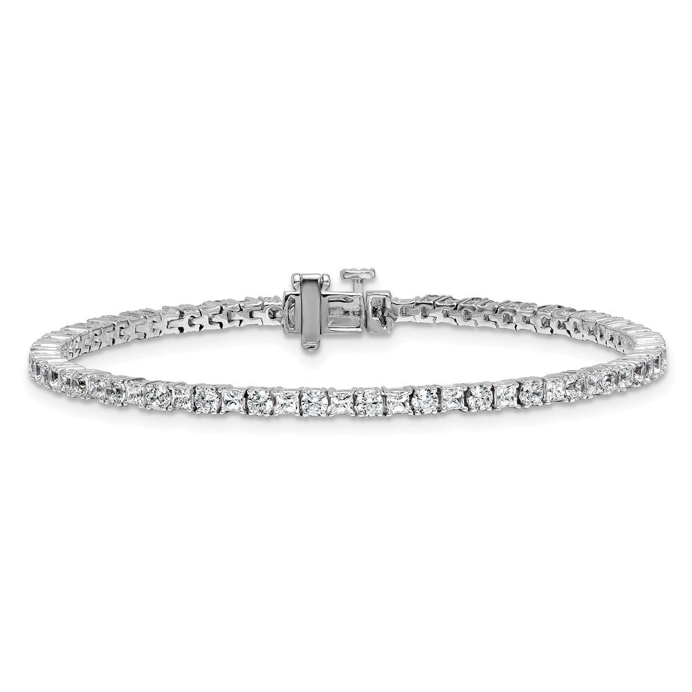 14K White Gold Wg Vs Def Cert. Lab Grown Princess And Round Diamond Tennis Bracelet