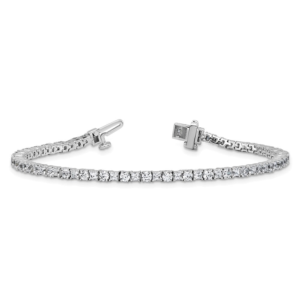 14K White Gold Wg Vs/Si+ G+ Lab Grown Princess And Round Diamond Tennis Bracelet