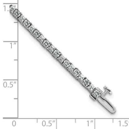 14K White Gold Wg Vs Def Cert. Lab Grown Princess And Round Diamond Tennis Bracelet