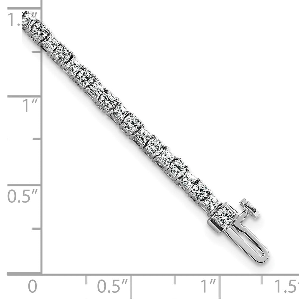 14K White Gold Wg Vs+ F+ Lab Grown Princess And Round Diamond Tennis Bracelet