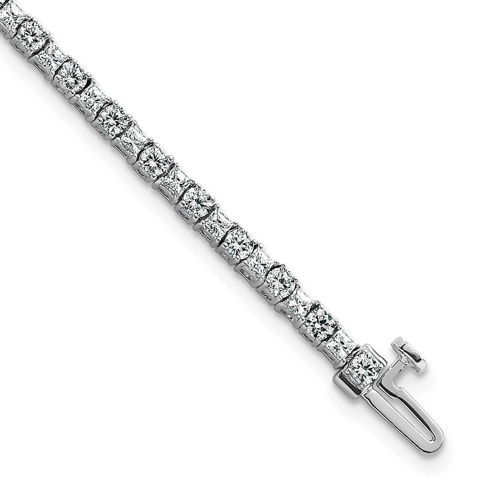14K White Gold Wg Vs/Si+ G+ Lab Grown Princess And Round Diamond Tennis Bracelet