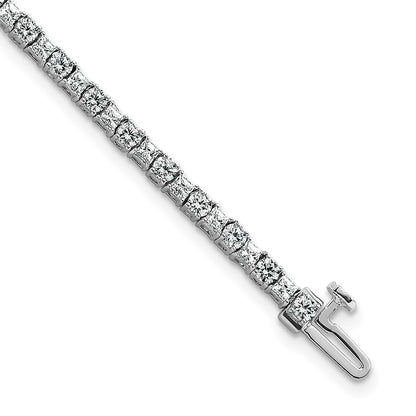 14K White Gold Wg Vs/Si Fgh Cert. Lab Grown Princess And Round Diamond Tennis Bracelet