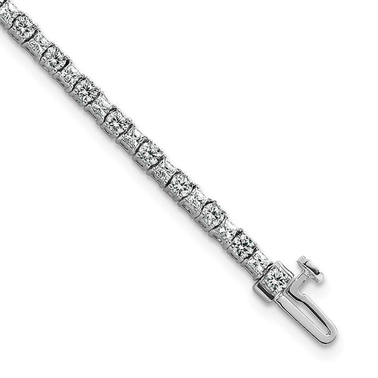 14K White Gold Wg Vs/Si Fgh Cert. Lab Grown Princess And Round Diamond Tennis Bracelet