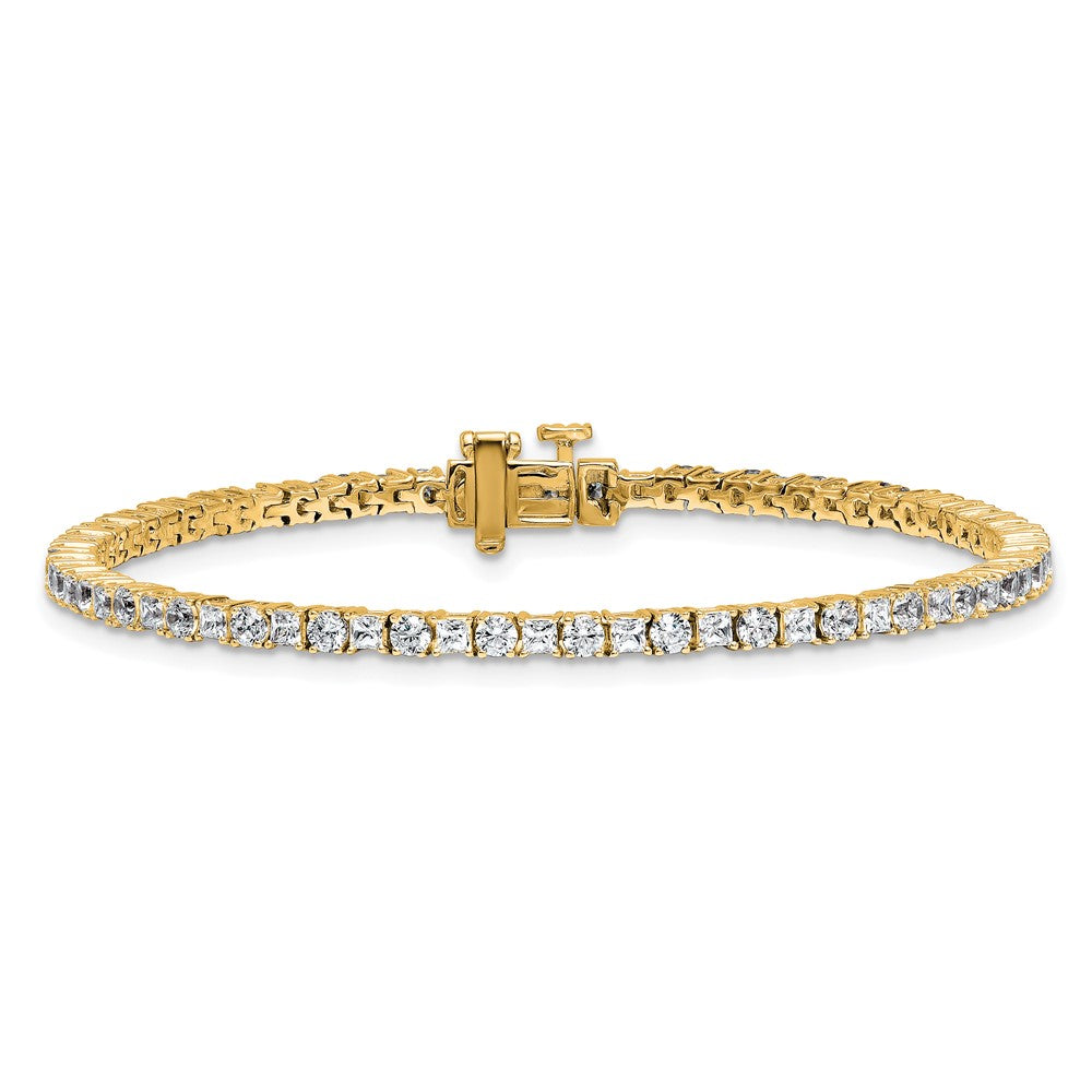 14K Yellow Gold Vs+ F+ Lab Grown Princess And Round Diamond Tennis Bracelet